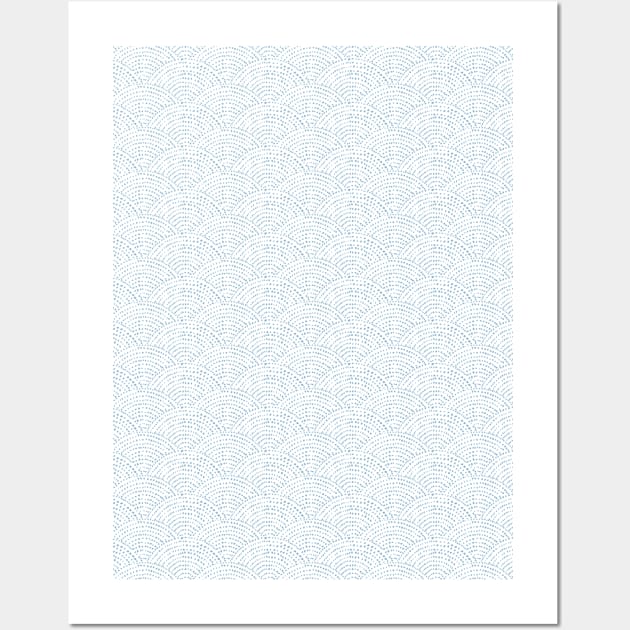 Ink dot scales - Blue E on white Wall Art by crumpetsandcrabsticks